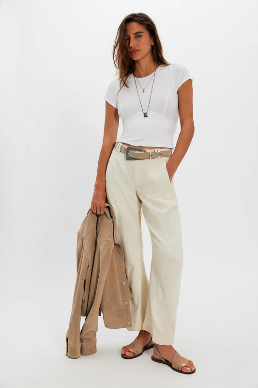 We The Free Protagonist Cropped Cap Sleeve Tee White