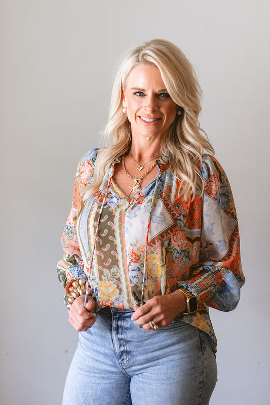 Sunset Symphony Ruffled Top