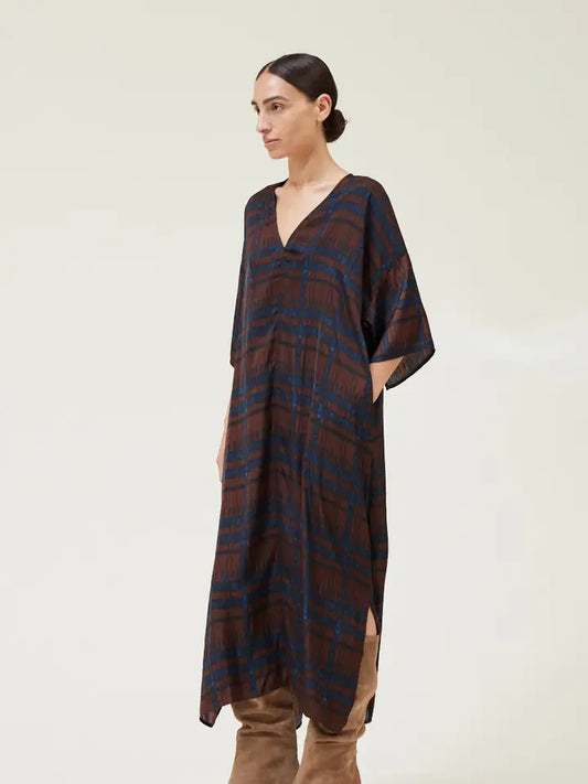 Satin Print Tunic Dress - Cocoa