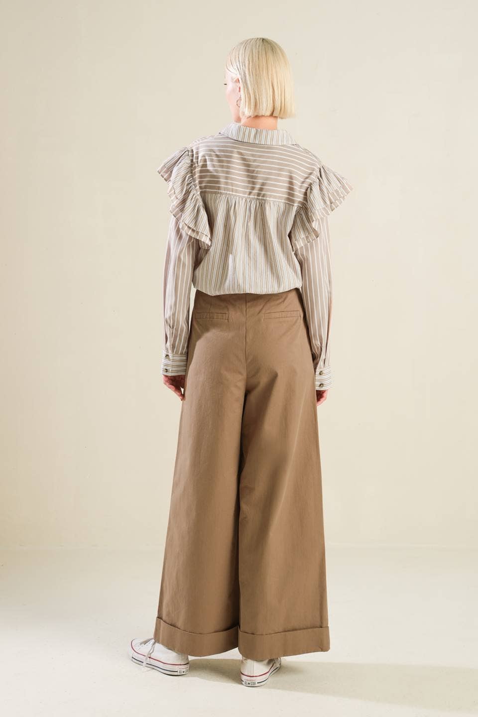 Taupe Striped Top
