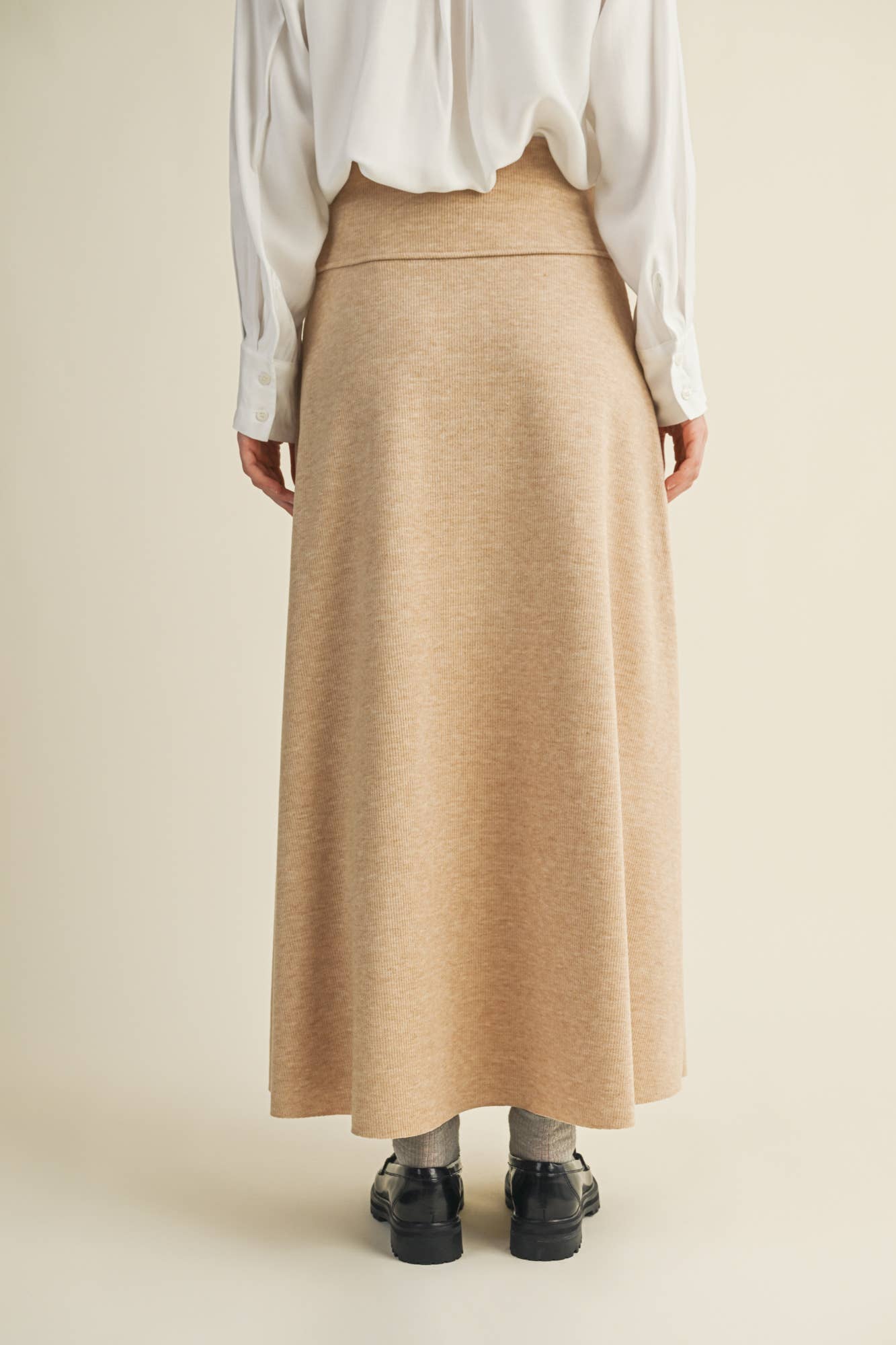 Grey Brushed Rib Maxi Skirt