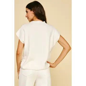 Off White Sweater w/Side Shirring