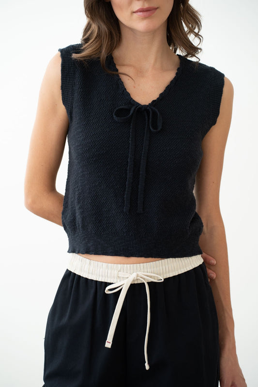 Navy V-Neck Knit Vest
