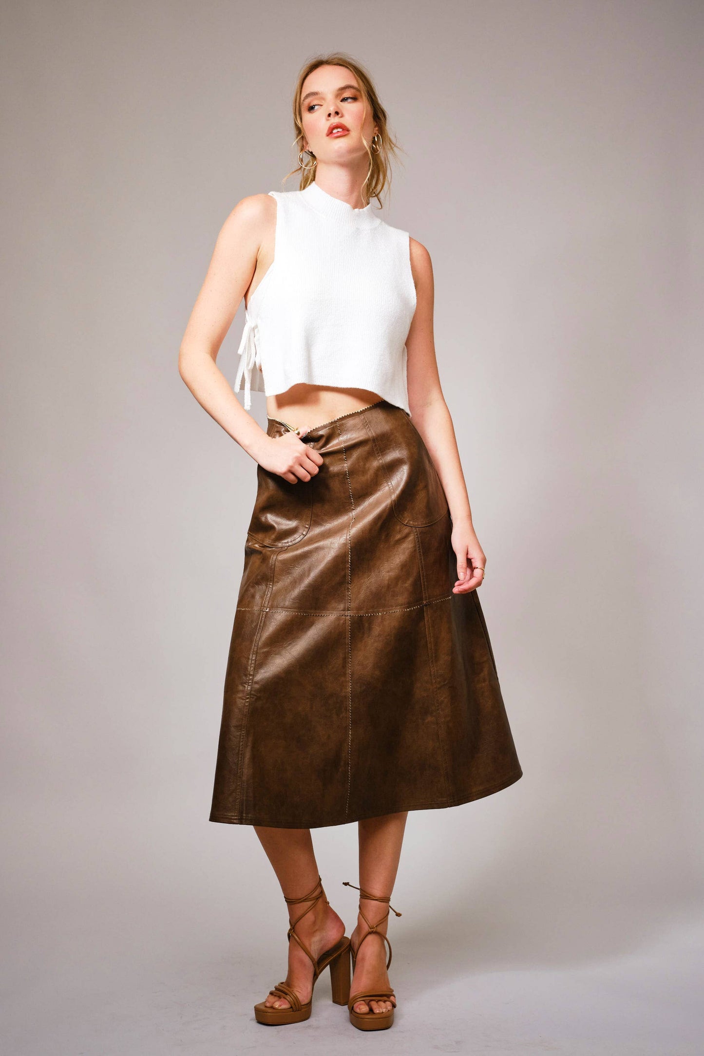 Leather Midi Skirt
