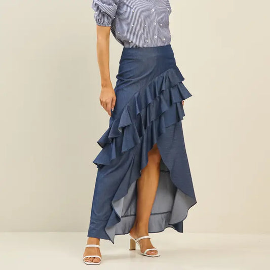 Indigo Ruffle Skirt