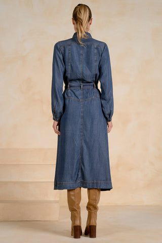 LS Collard Maxi Dress - Navy Wash