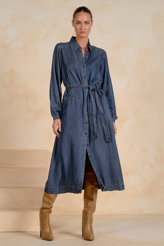 LS Collard Maxi Dress - Navy Wash