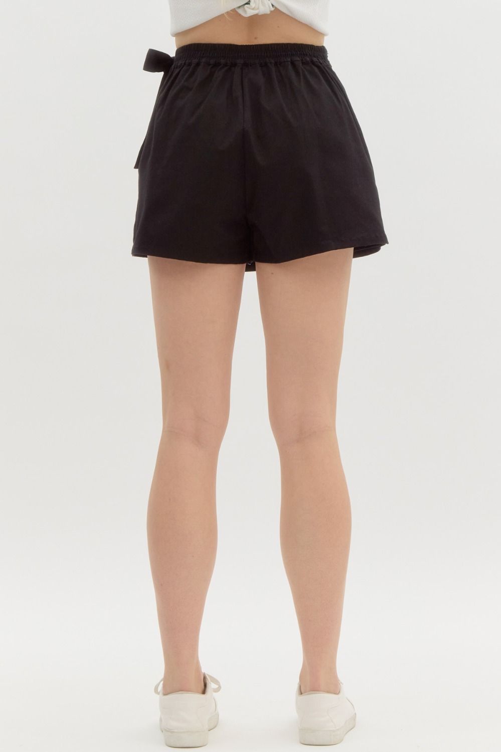 Black Denim Skort w/Braided Faux Belt