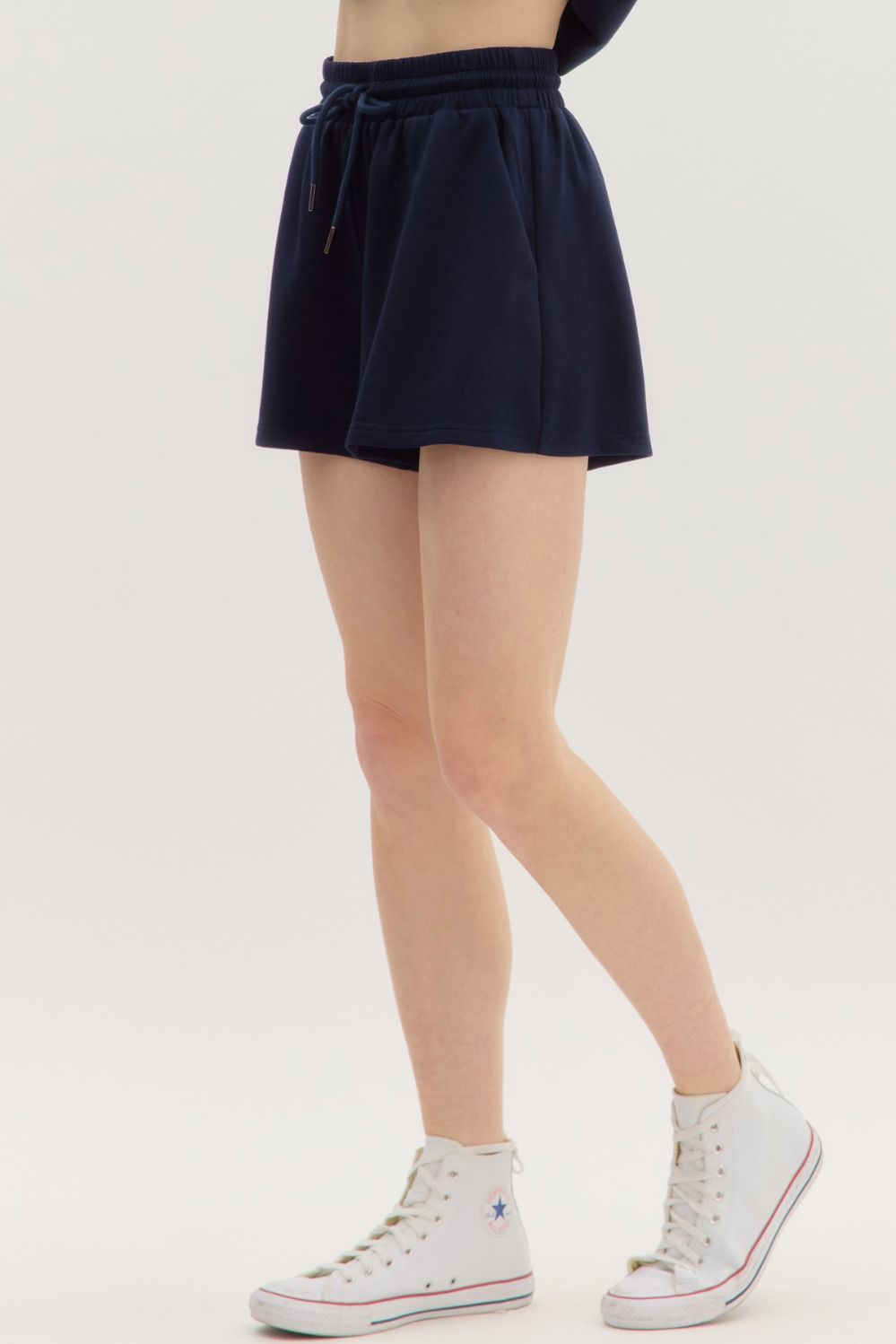 Black Jersey Knit Pull-On Shorts