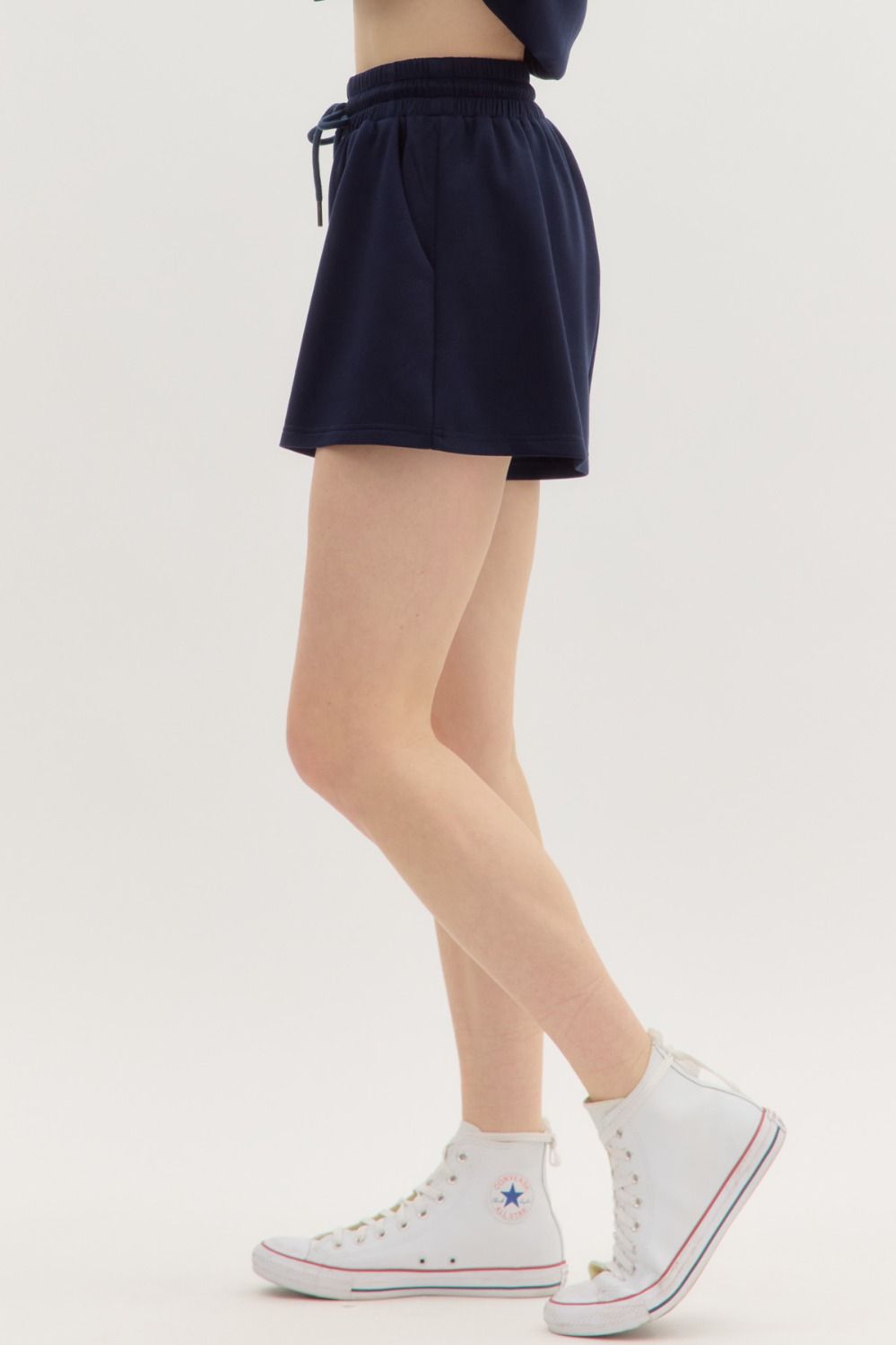 Black Jersey Knit Pull-On Shorts