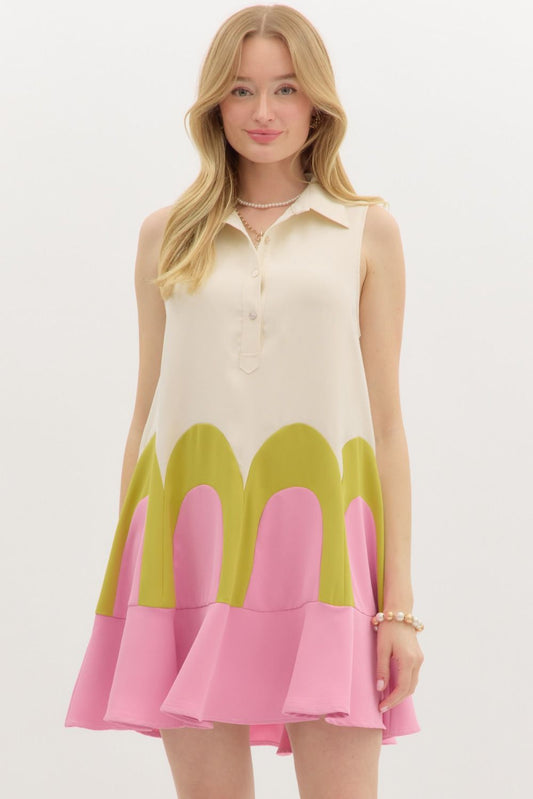 Colorblock Sleeveless Dress