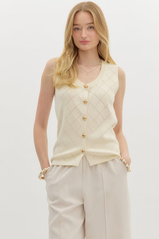 Cream Sleeveless Sweater