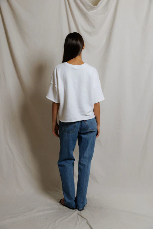 Perfect White Tee French Terry SS Sweatshirt - Ezra - White