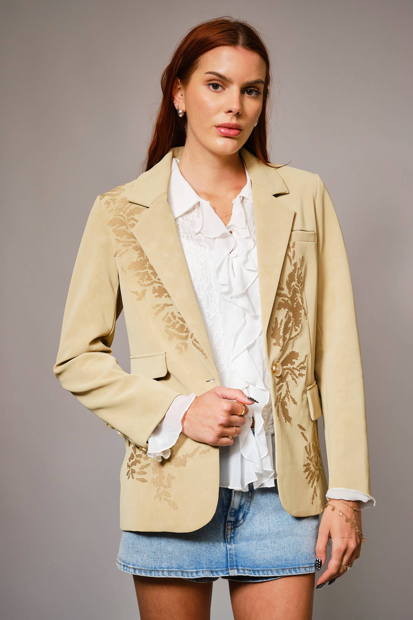Western Motif Embroidered Blazer