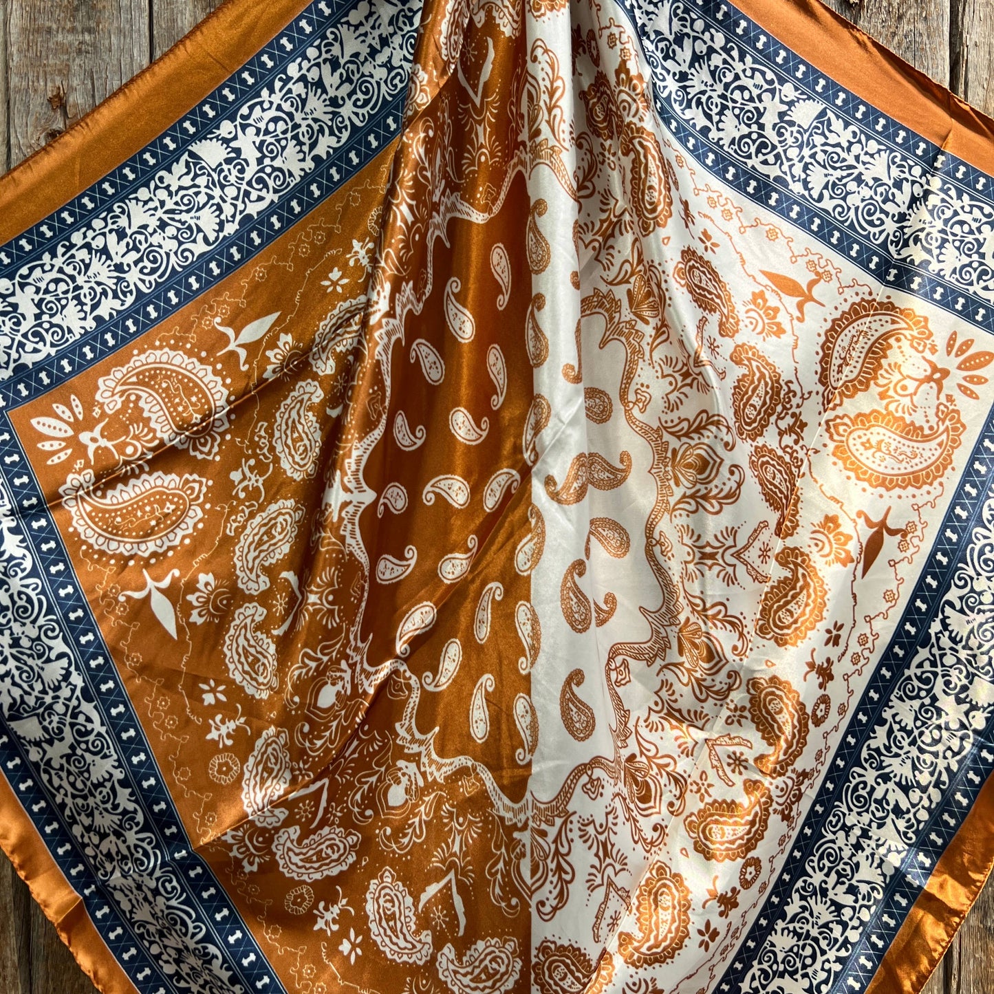Rust & Navy Paisley Wild Rag/Scarf
