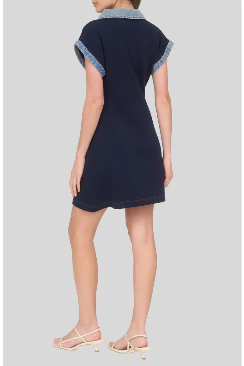 Navy Knit Denim Mini Dress
