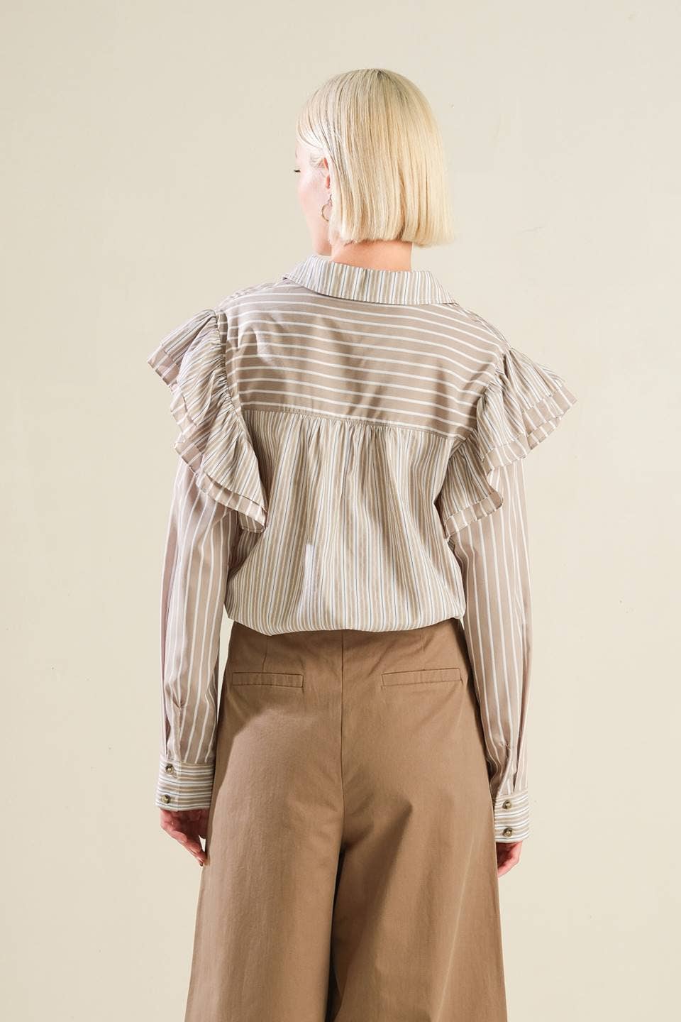 Taupe Striped Top