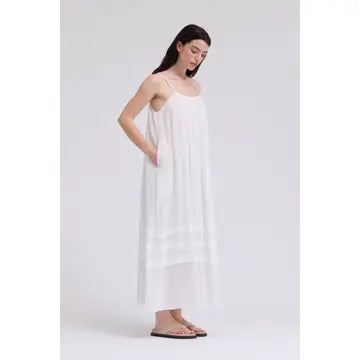 Pleated Cotton Maxi - White