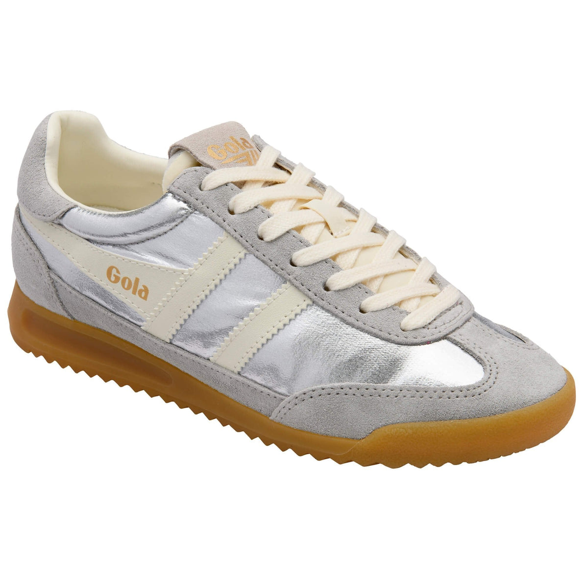Firefly Metallic Trainer - Silver/Off White