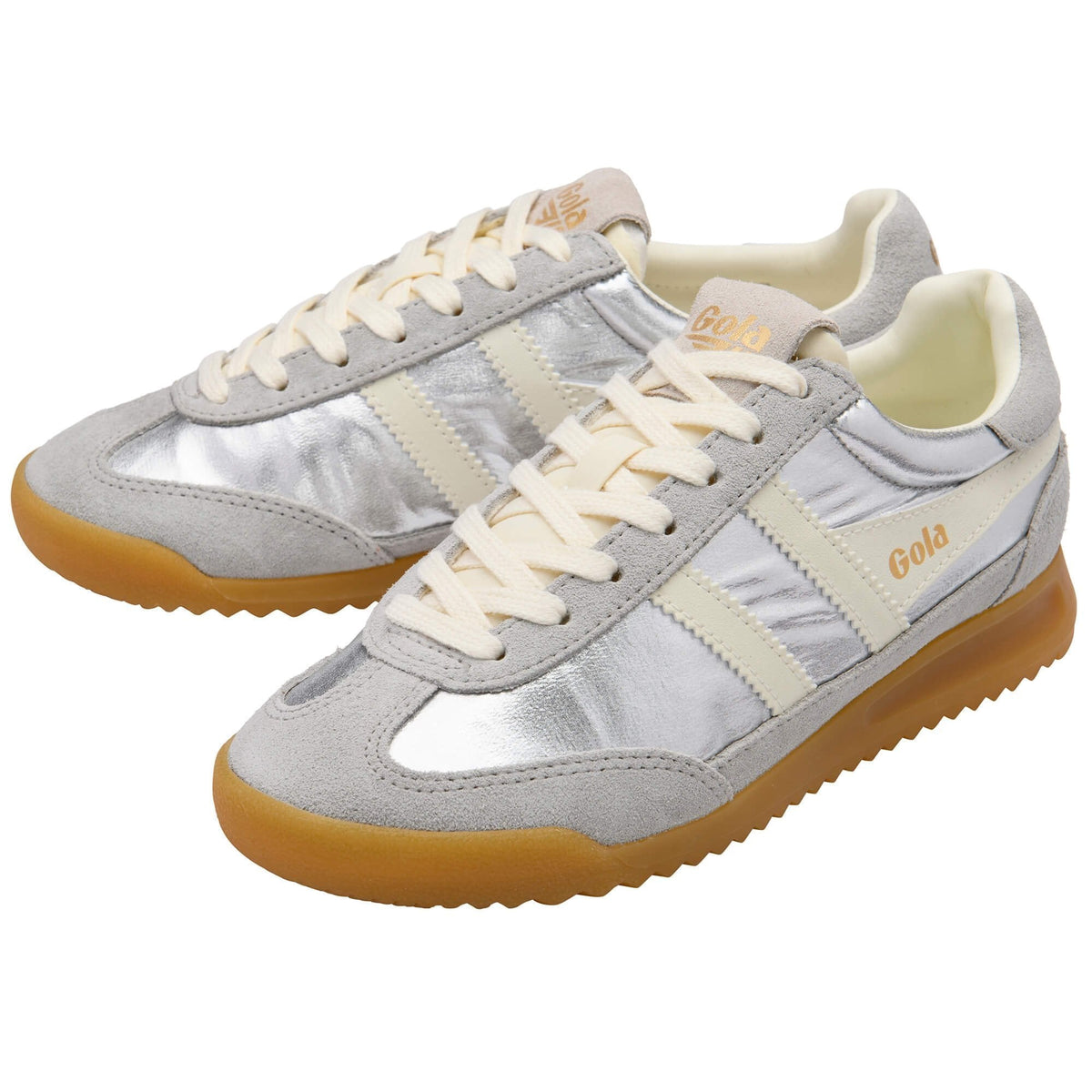 Firefly Metallic Trainer - Silver/Off White