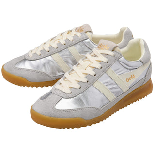 Firefly Metallic Trainer - Silver/Off White