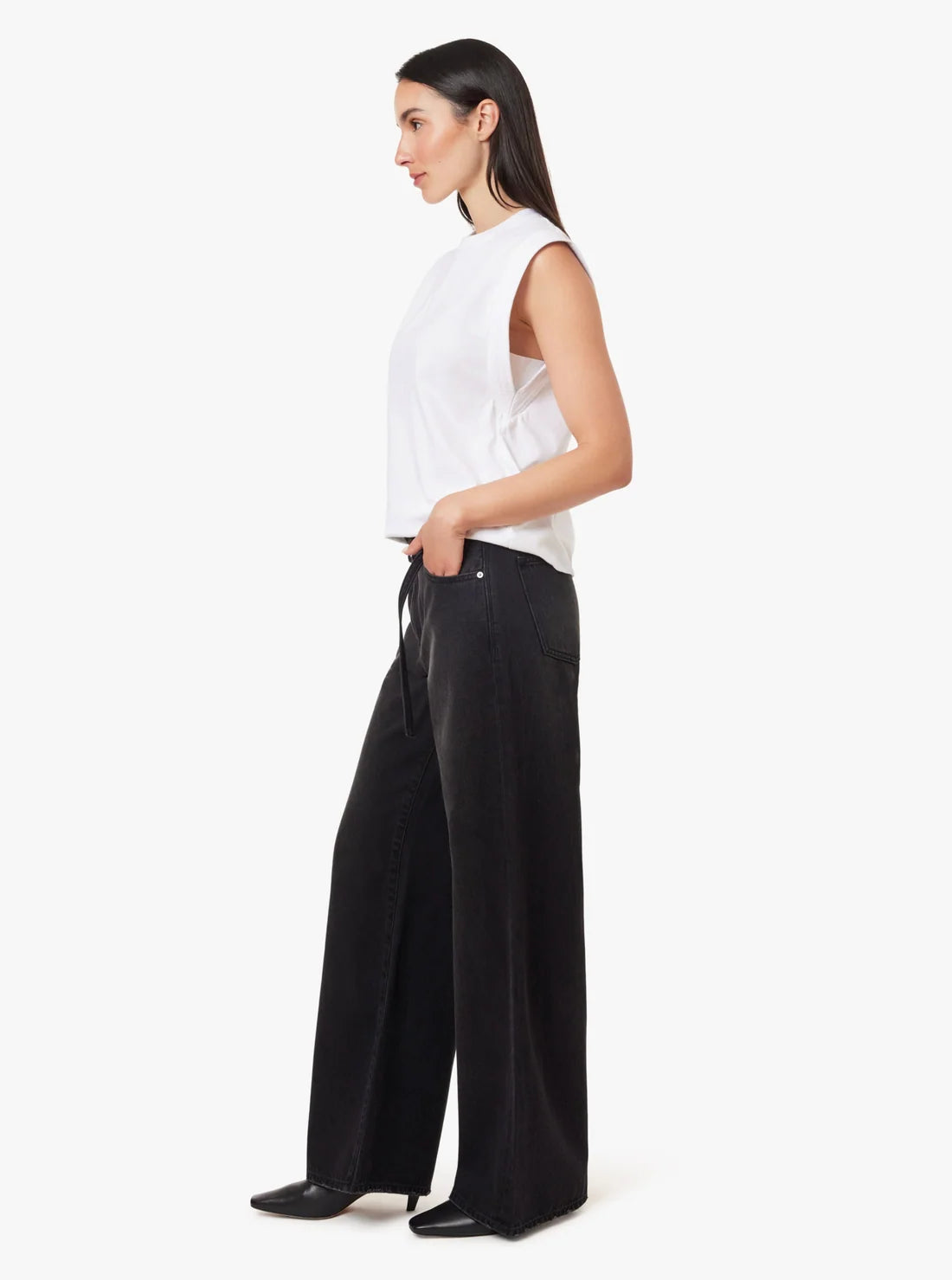 Brynn Tie Wide Leg - Washed Black