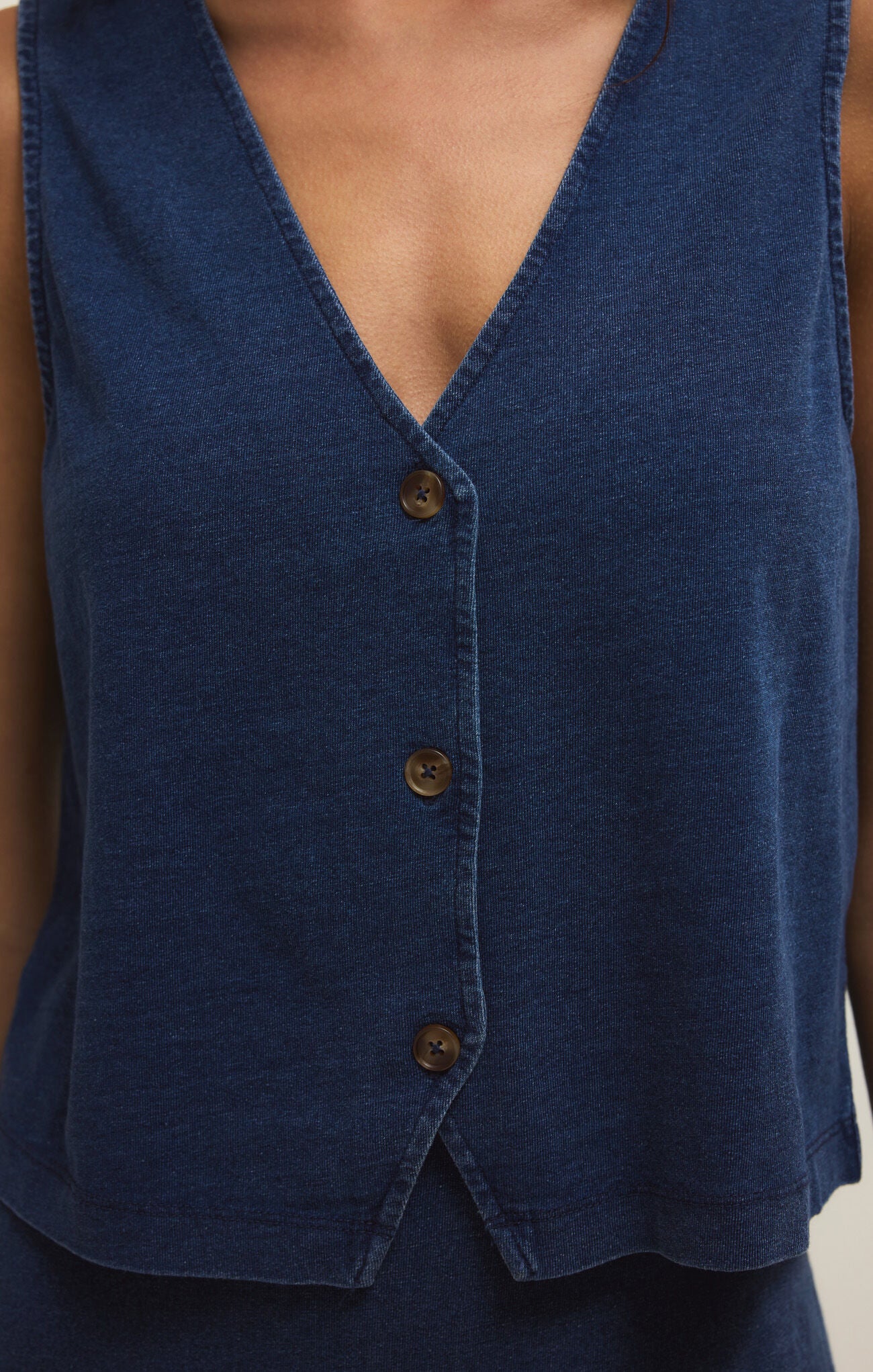 Z Supply Noelle Jersey Denim Top