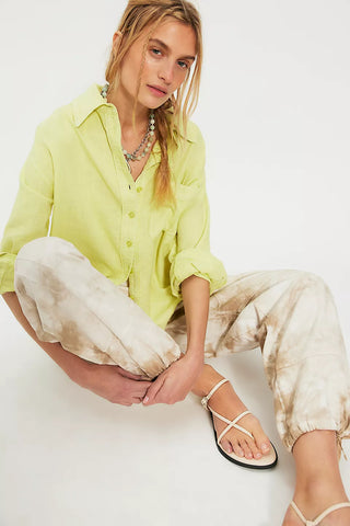 Free People Laurel Linen Button Down - Early Bloomer