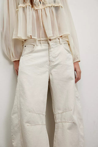 Free People Good Luck Mid-Rise Barrel - Milk