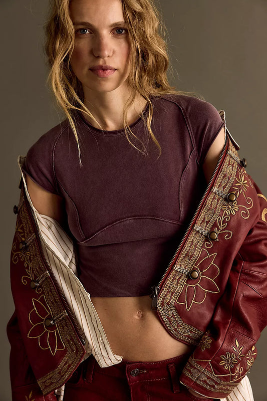 Protagonist Cropped Cap Sleeve Tee - Vintage Grap