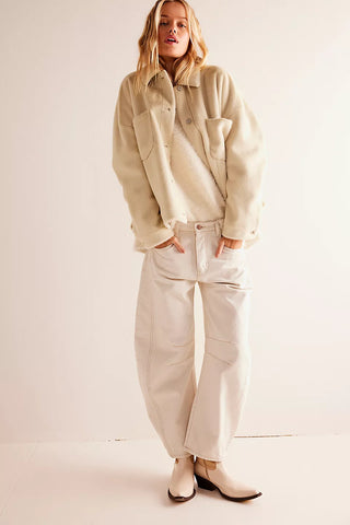 Free People Good Luck Mid-Rise Barrel - Milk