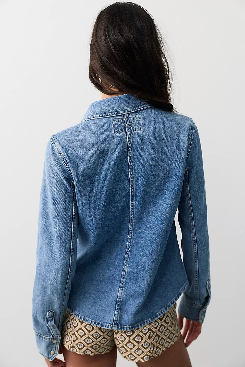 Benny Slim Denim Button Down Top