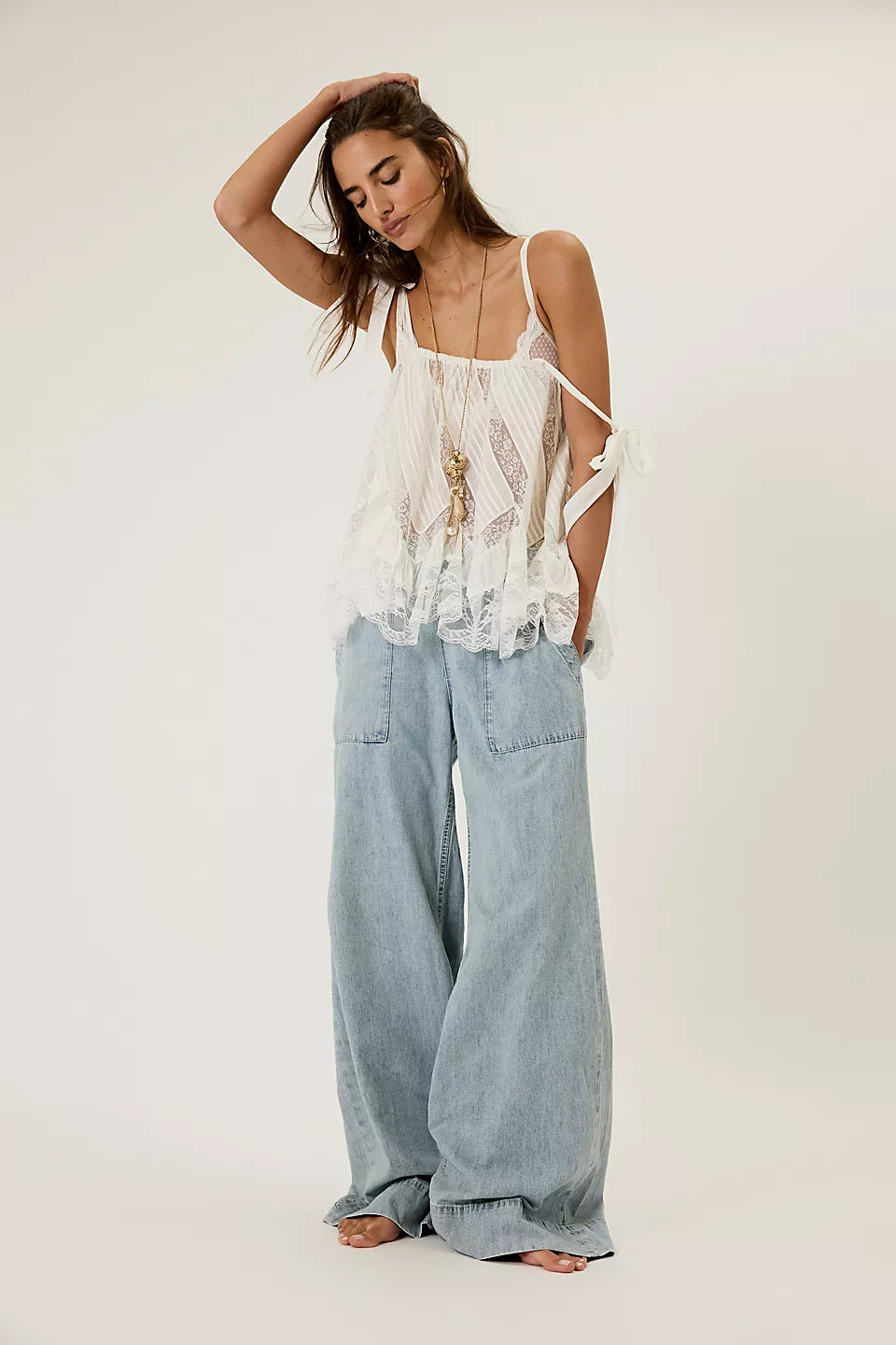 Free People Breezy Denim Pull On Pant