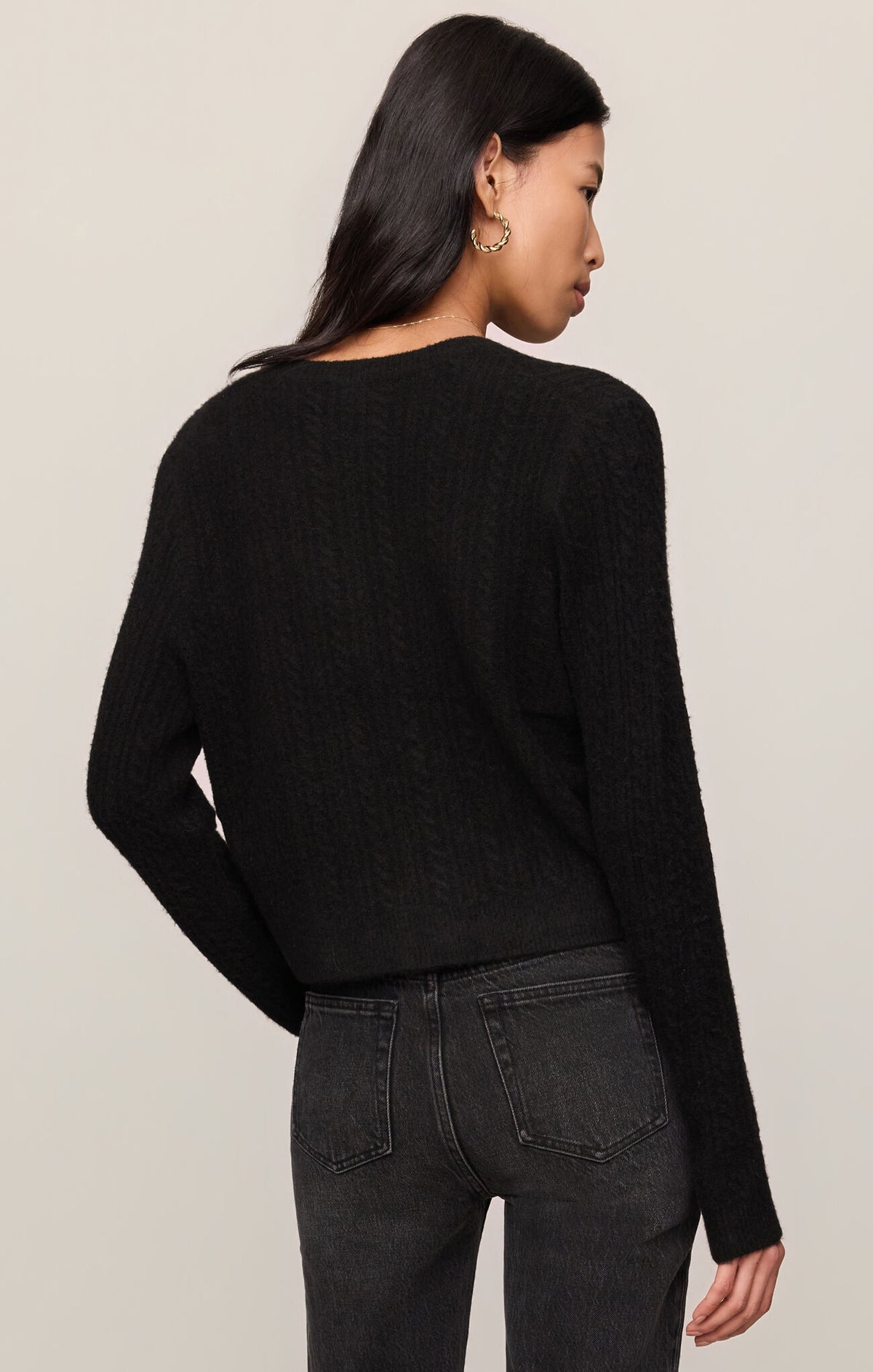 Medina Pointelle Cardigan - Black