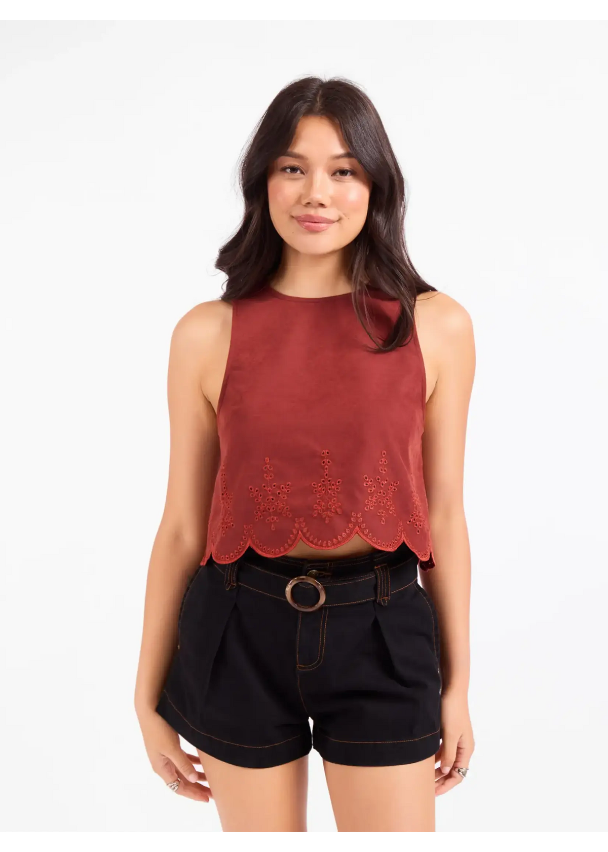Tea Garden Scallop Hem Top