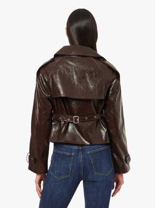 Textured Vegan Leather Trench - Chocolate