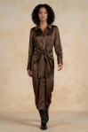Chocolate Tie Front Maxi Dress