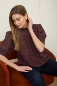 Burgundy Eyelet Top
