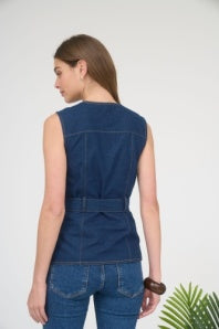 Tie Waist Denim Vest