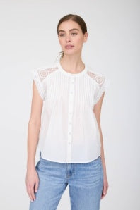 White Lace Short Sleeve Top