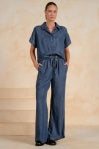 Denim Wash Short Sleeve Jumpsuit