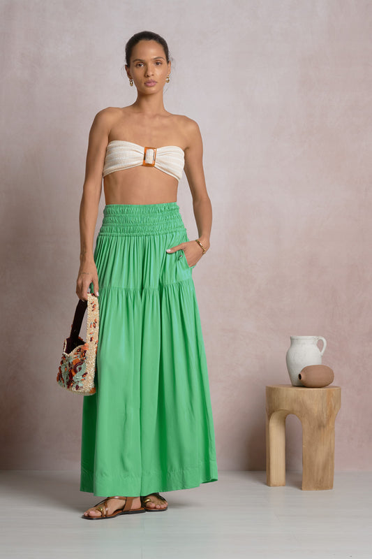 Jade Smocked Midi Skirt