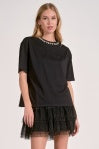 Black Top Tee Neck w/Embellisment