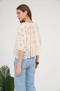 Eyelette Top - Cream