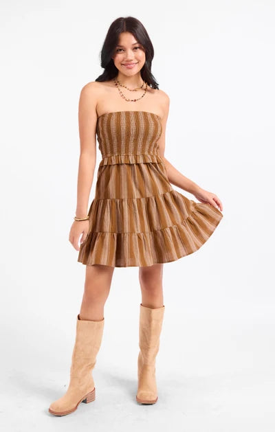 Terra Rose Tube Smocked Mini Dress