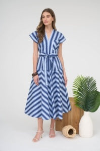 Blue Striped Shirt Dress