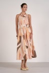 Neutral Prism Print Collared Maxi Dress
