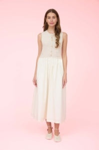 Twofer Dress with Sleeveless Knit Top