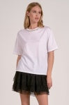 White Top Tee Neck w/ Embellishment