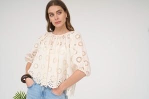 Eyelette Top - Cream